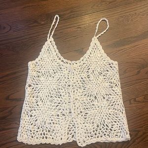 Cream crochet tank